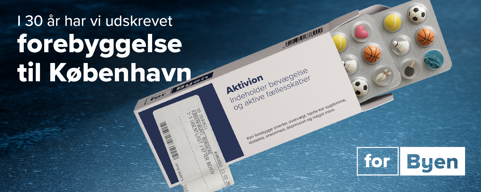 pilleæske med piller der ligner sportsredskaber