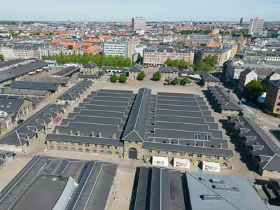 Øksnehallen in an aerial drone shot