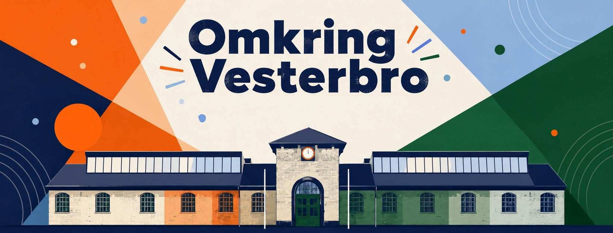 Billede af Øksnehallen med teksten "Omkring Vesterbro" stående over