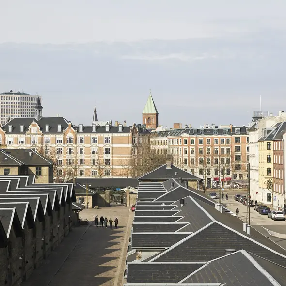 Udsigten over Vesterbro og Kødbyen fra CPH Hotel Suite